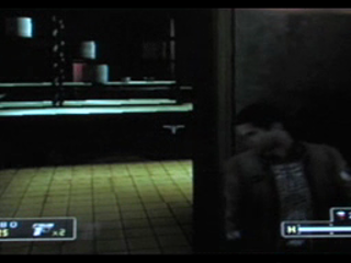 Player using a doorway for cover